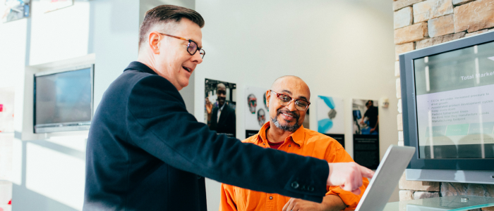 Sales team reviewing a deal