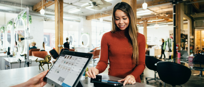 Customer making a payment in store