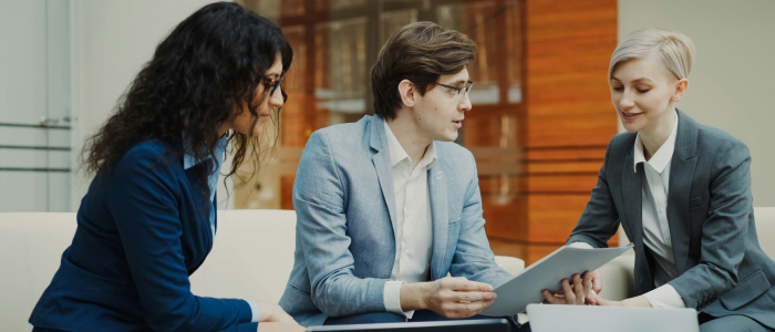 Finance team in a planning meeting